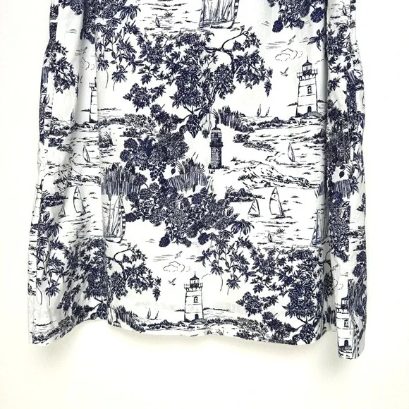 Vineyard Vines Pippa Poplin Dress Toile Navy White Sleeveless M - Picture 7 of 11